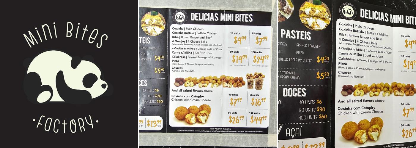 Mini bites factory Menu