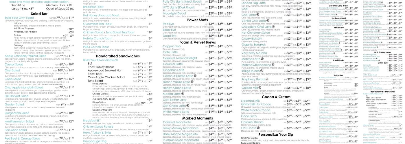 Teal Kitchen & Cafe Menu