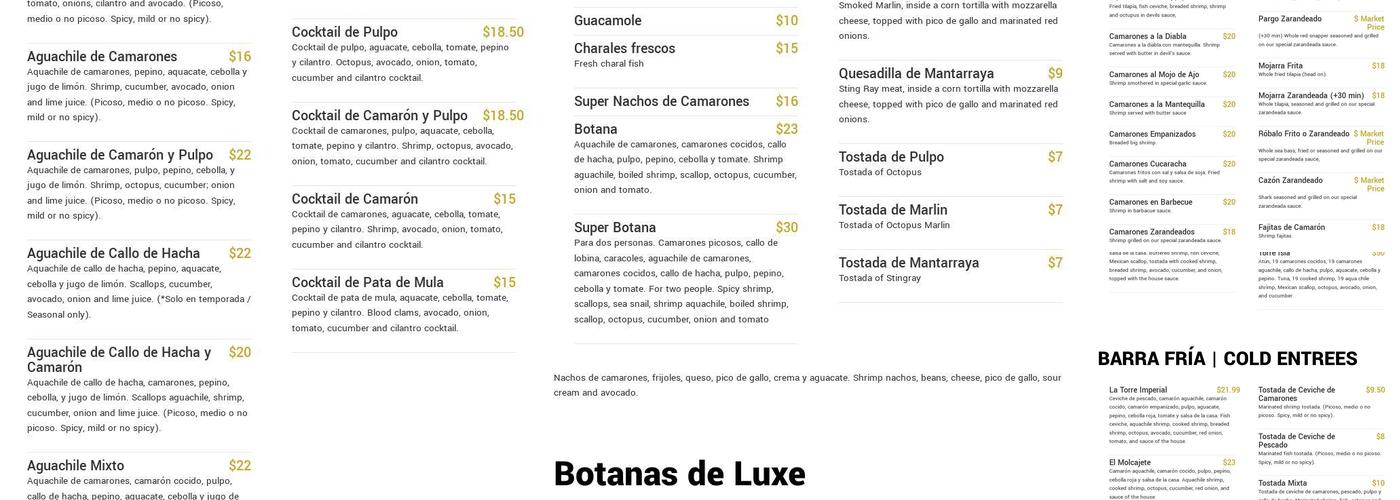 Isla Del Mar Restaurante 2 Menu