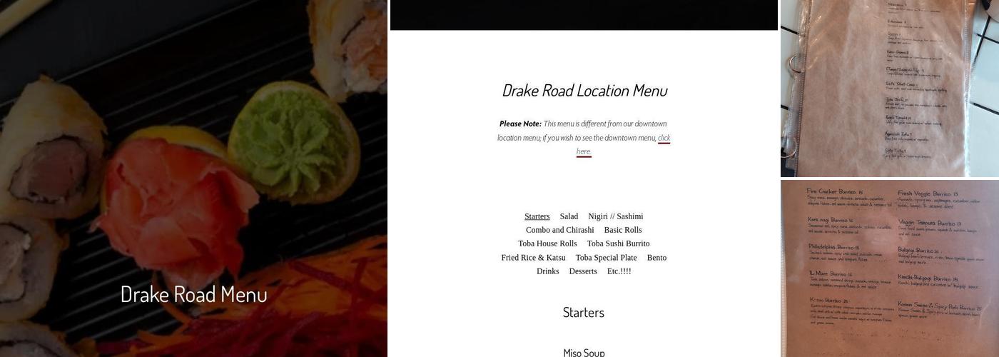 Toba Sushi and Grill Menu