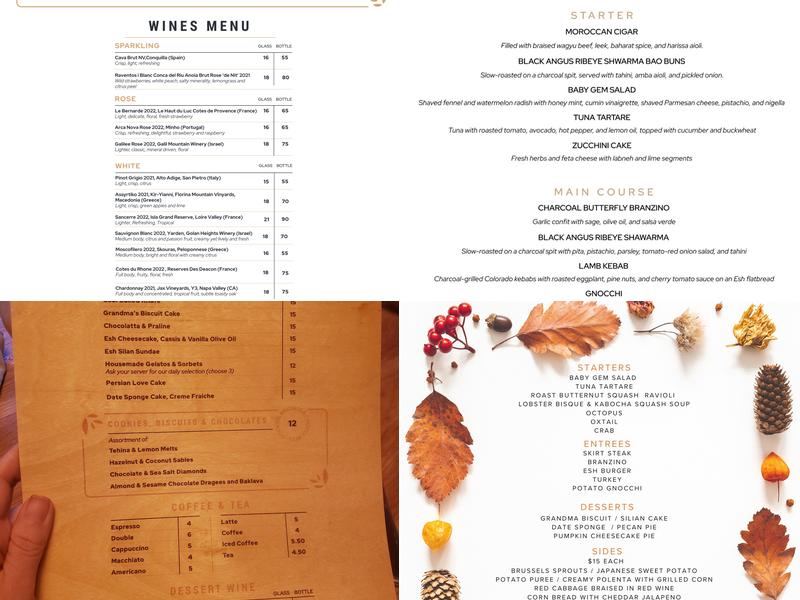 Esh Modern Mediterranean Menu