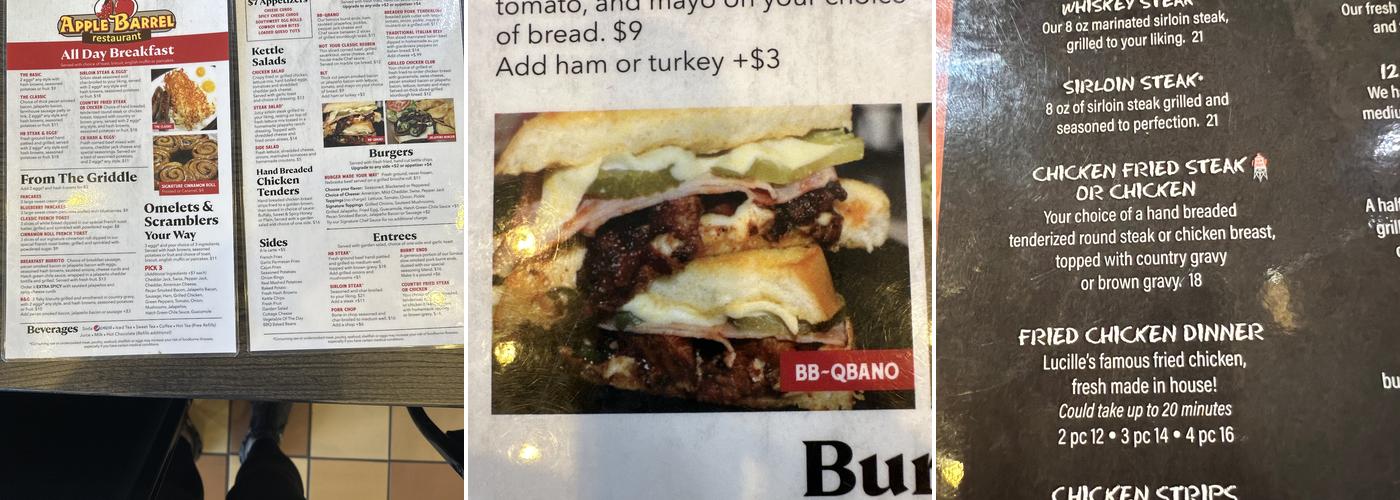 Apple Barrel Menu