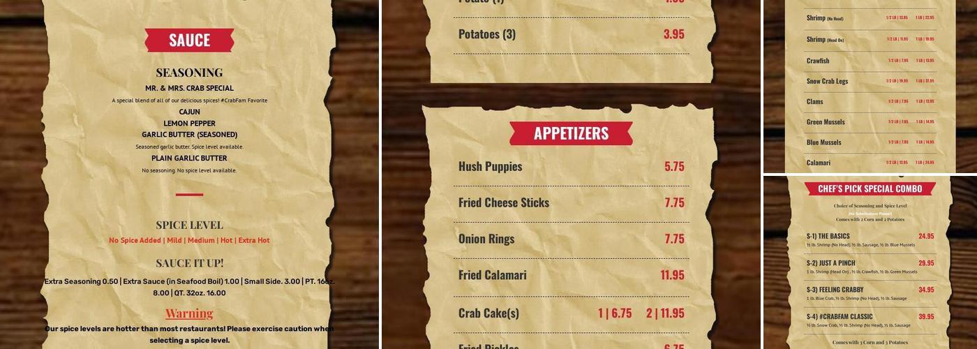 Mr. and Mrs. Crab - Grand Rapids Menu