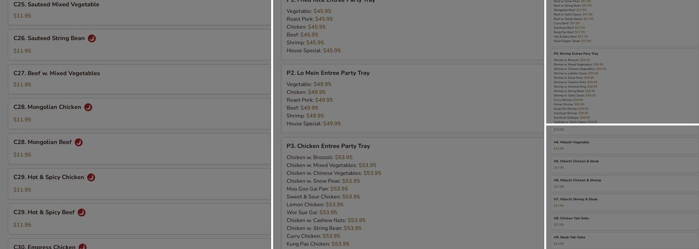 Oriental Express Menu