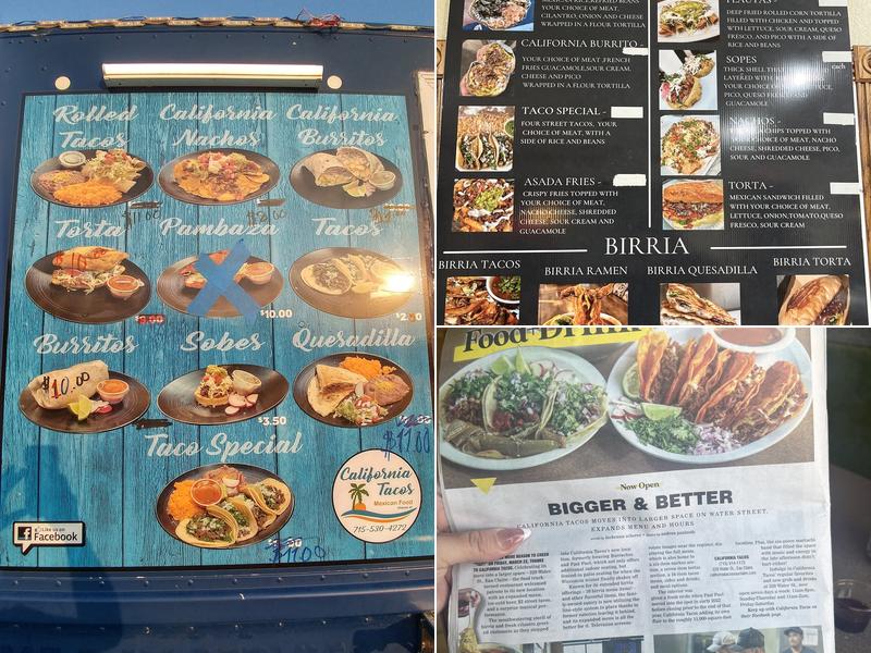 California Tacos Menu