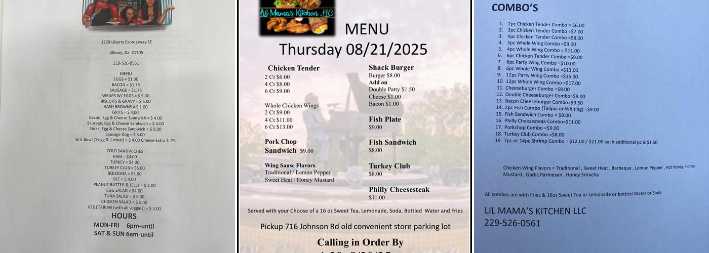 Lil Mama's Kitchen, LLC Menu