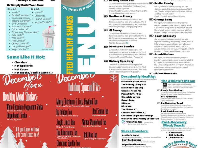 Hickory Nutrition Menu