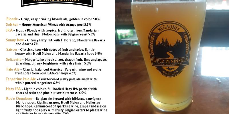 Upper Peninsula Brewing Company Menu