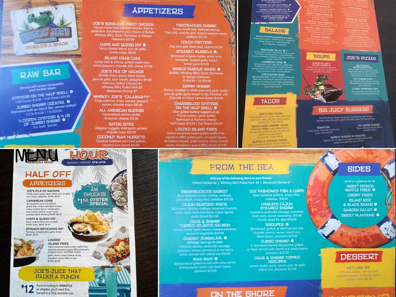 Whiskey Joe's | Pensacola Beach Menu