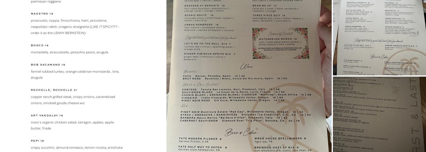 First & Last Menu
