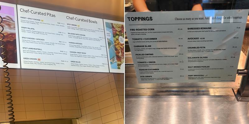 CAVA Menu