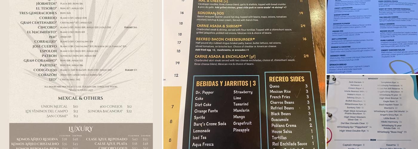 Recreo Cantina Menu
