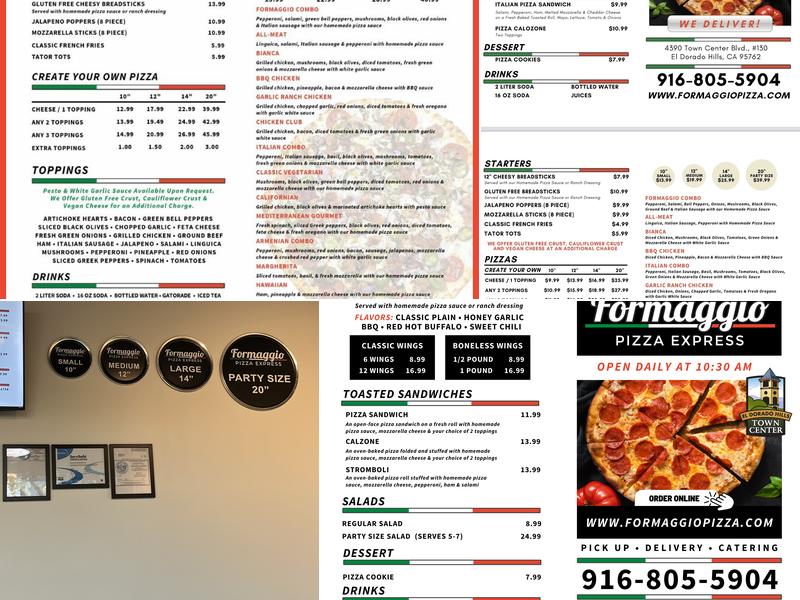 Formaggio Pizza Express Menu