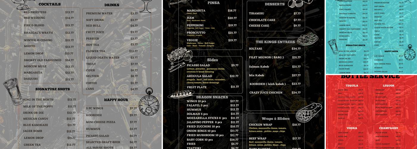 7 Kingdoms Menu