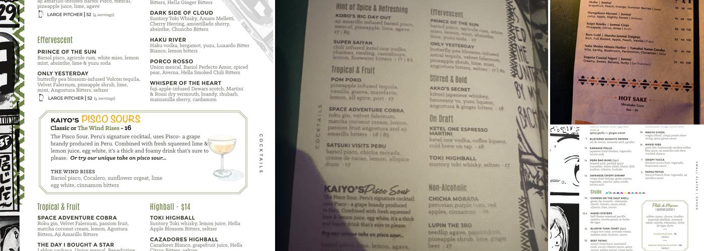 KAIYO ROOFTOP Menu