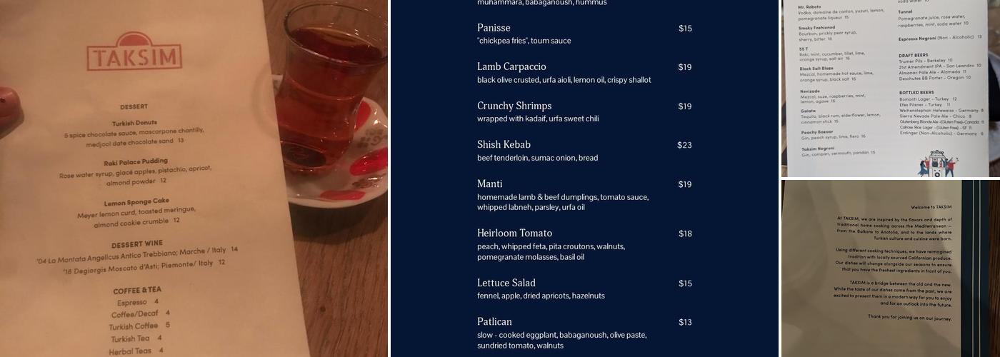 Taksim Menu