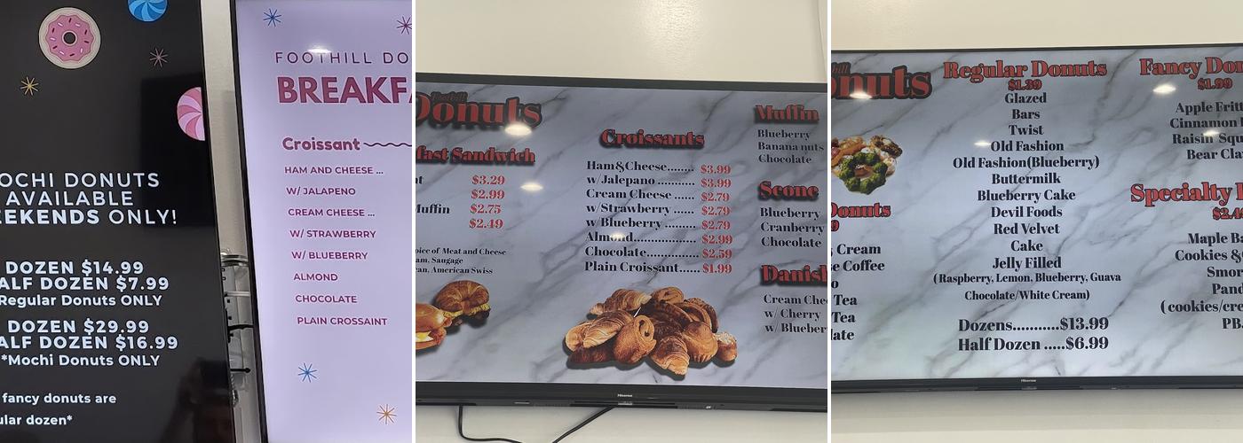 Foothill Donuts Menu