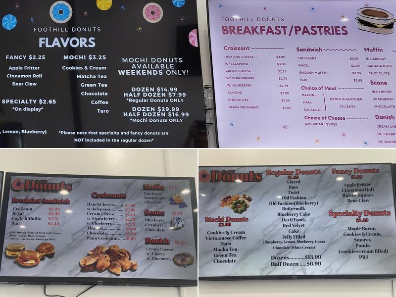 Foothill Donuts Menu