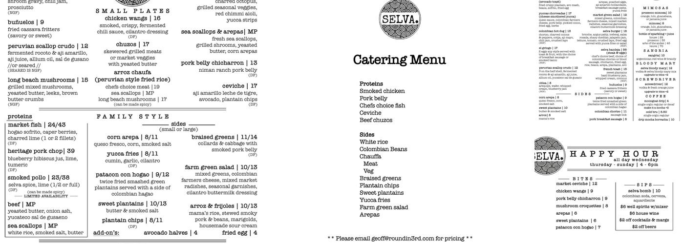 Selva Menu