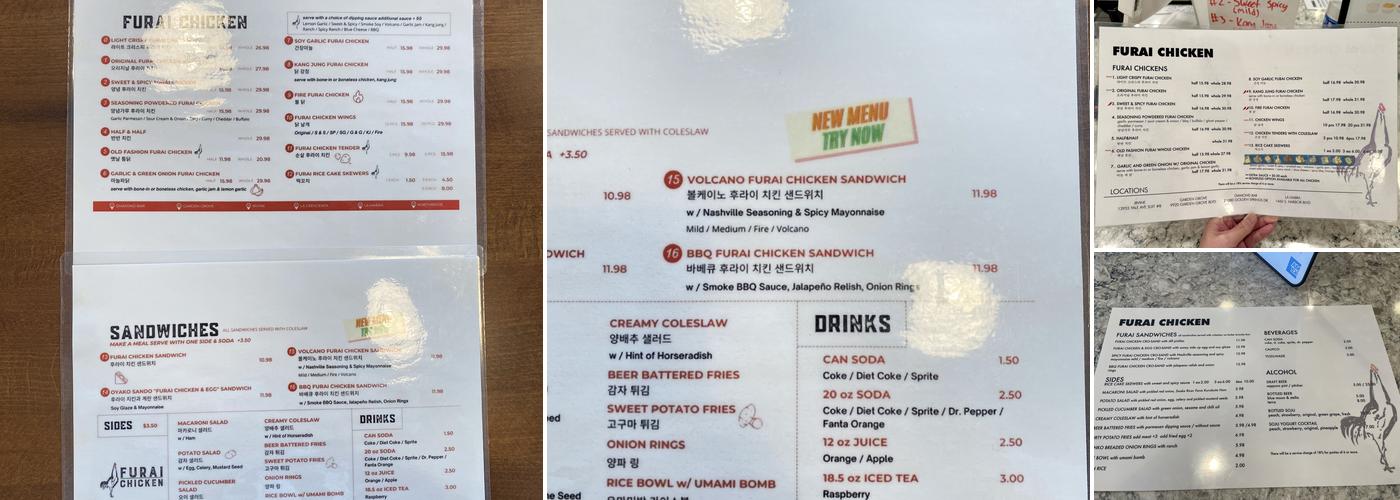 Furai Chicken Menu