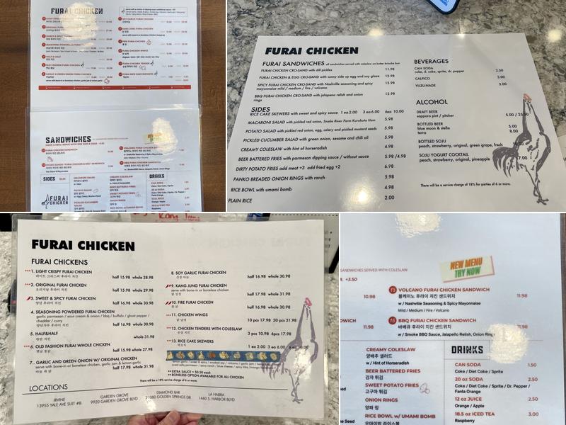 Furai Chicken Menu
