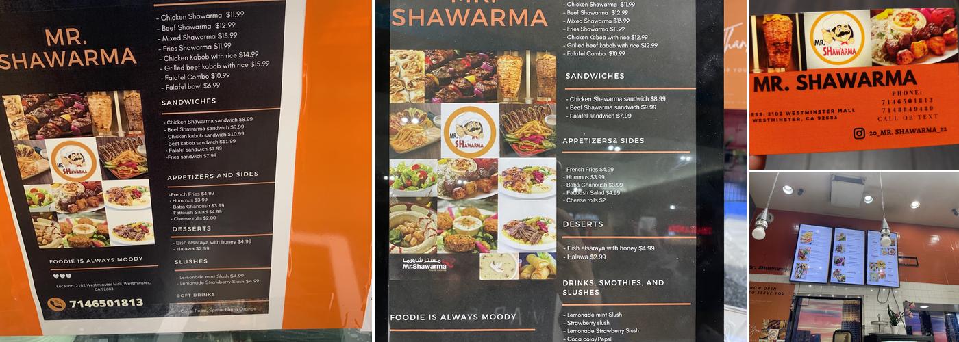 Mr. Shawarma Menu