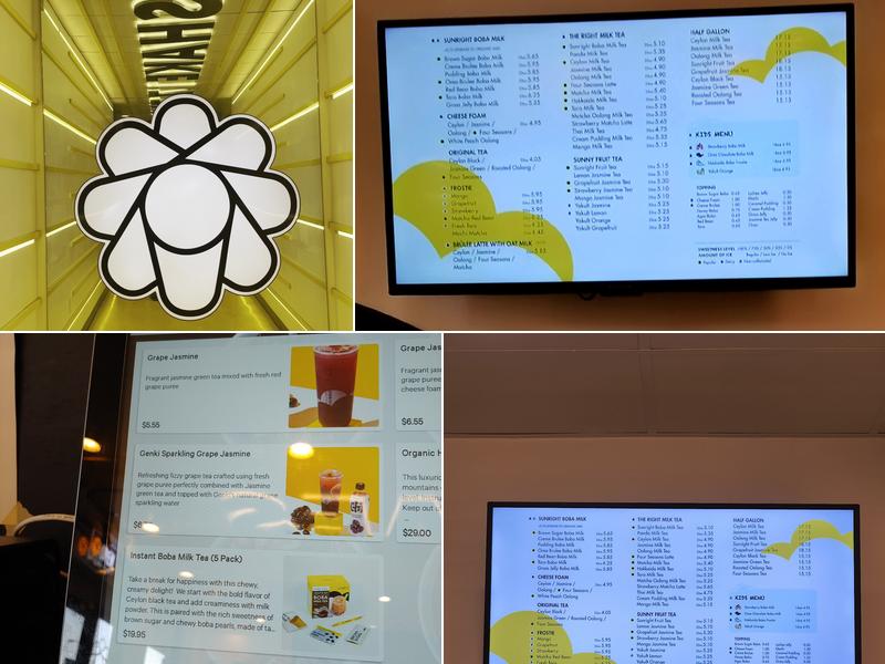 Sunright Tea Studio Menu