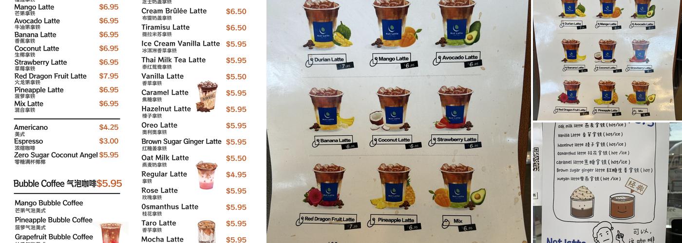 Not latte Menu