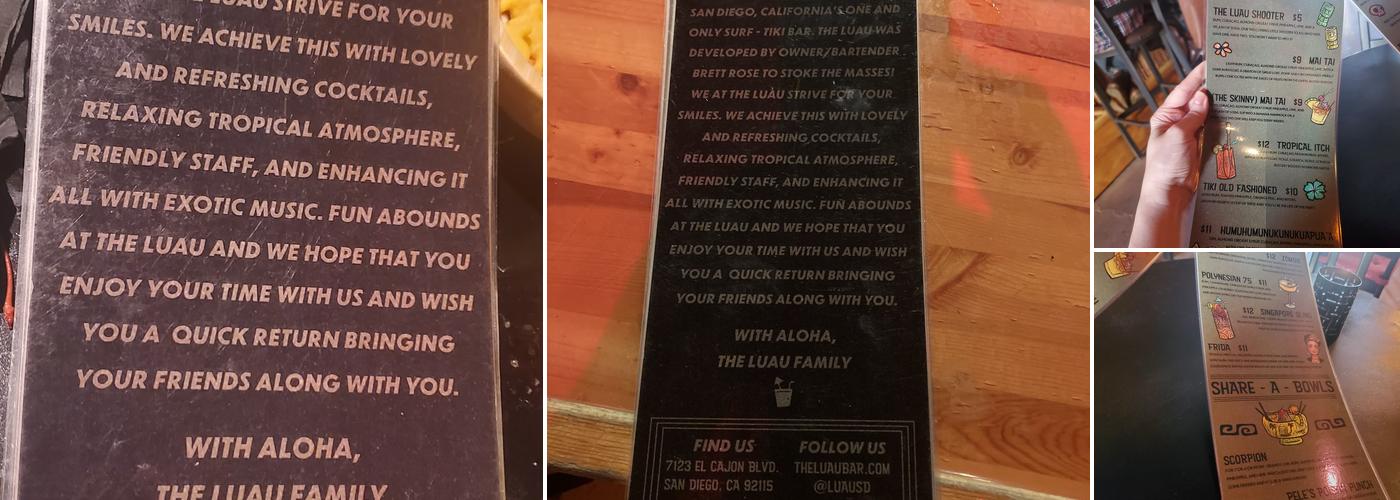 The Luau Menu