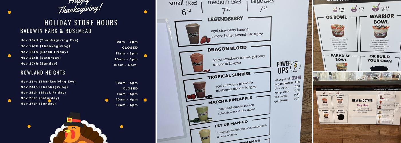 Acai Joint Menu