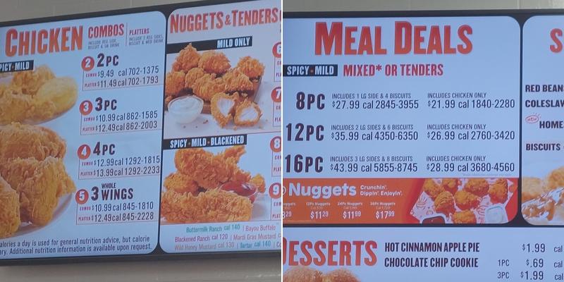 Popeyes Louisiana Kitchen Menu