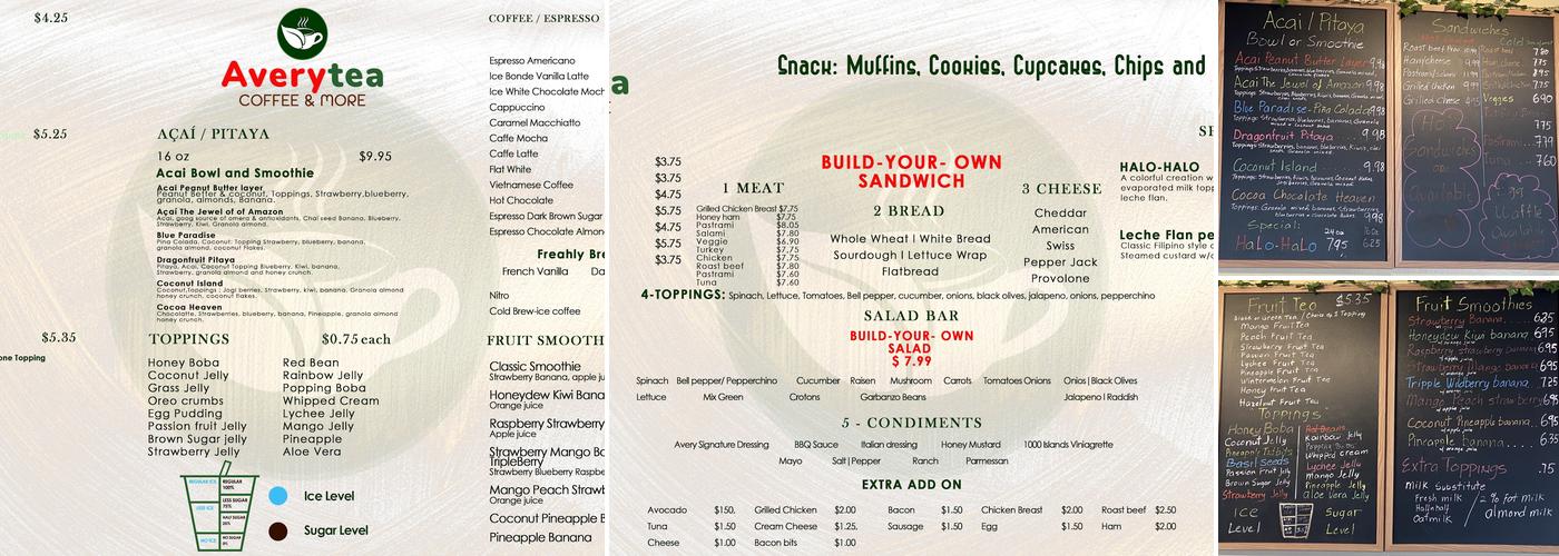 Avery Tea Menu