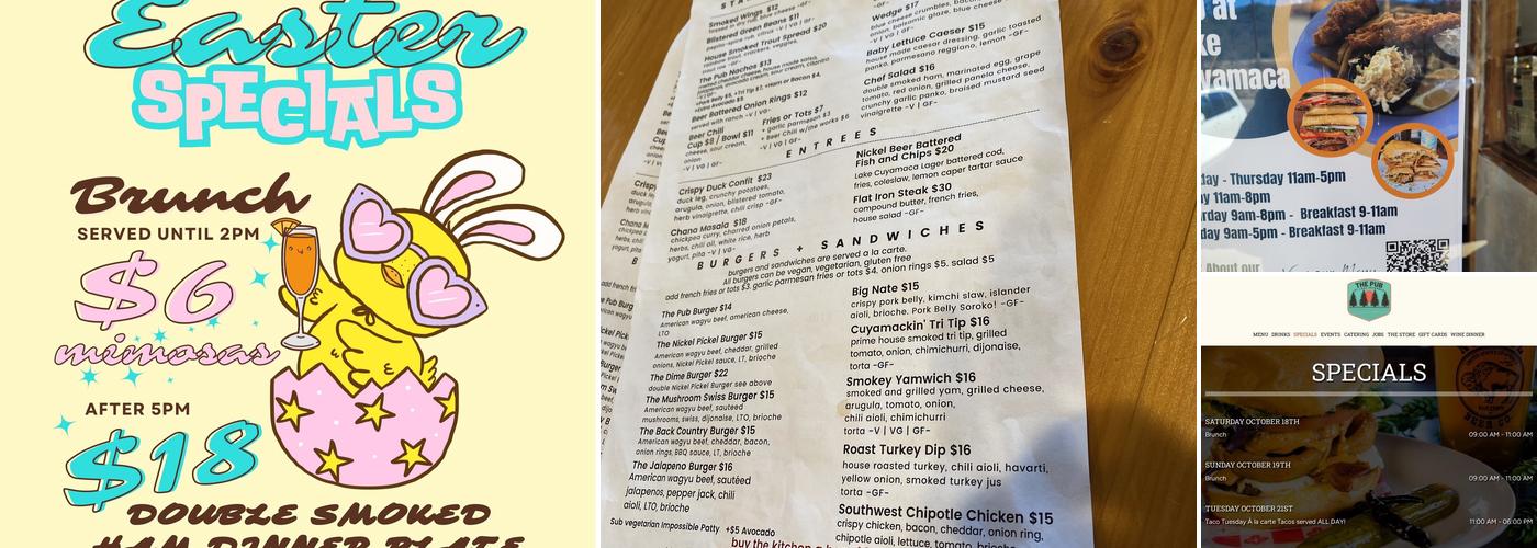 The Pub at Lake Cuyamaca Menu