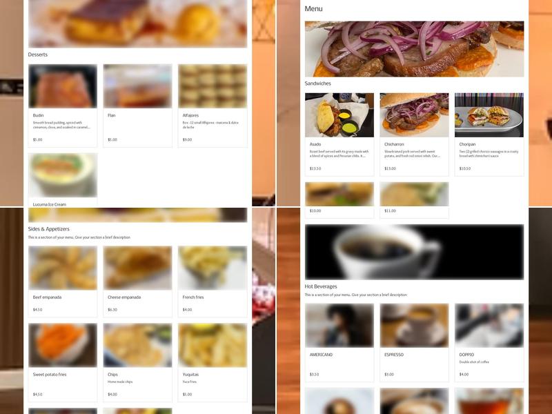 Sangucheria Peruvian Street Food Menu