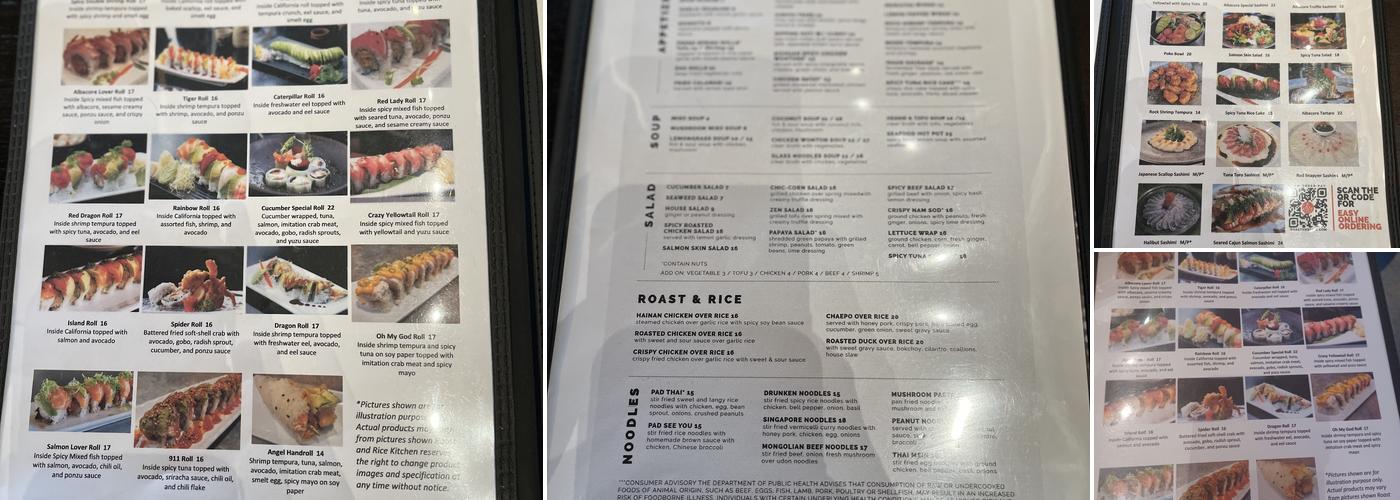 Roast & Rice Asian Fusion Menu