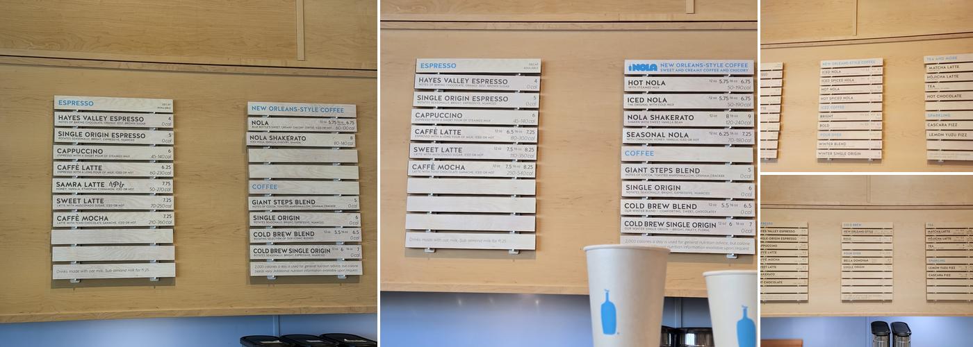 Blue Bottle Coffee Menu