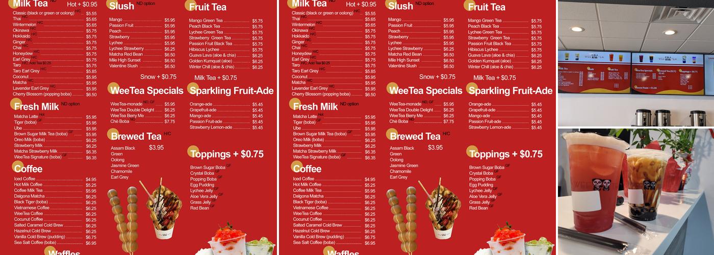 WeeTea - Arvada Menu