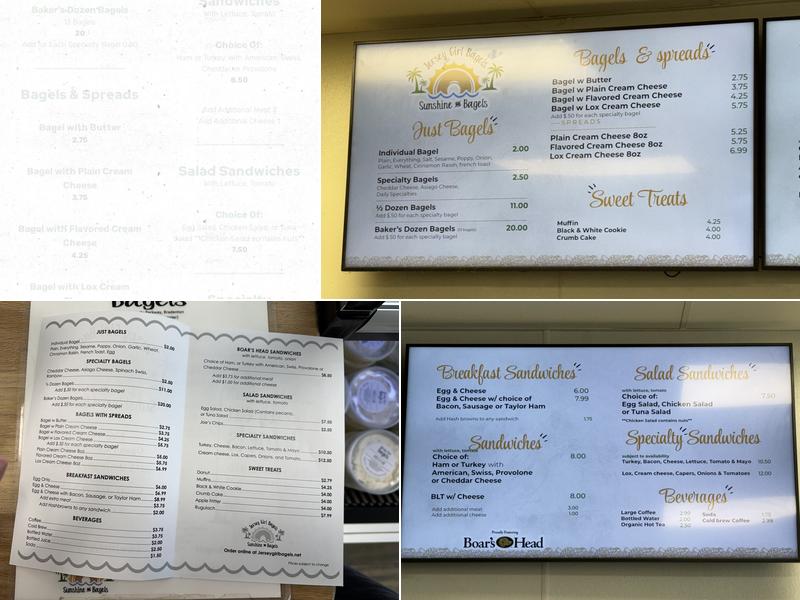 Jersey Girl Bagels Menu