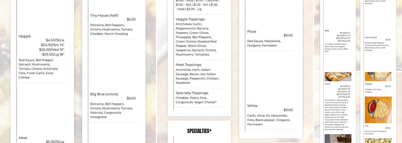 Black Cat Pizzeria Menu