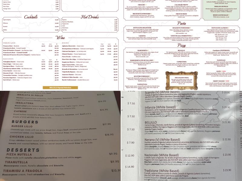 BELLILLO - A Taste of Napoli Menu