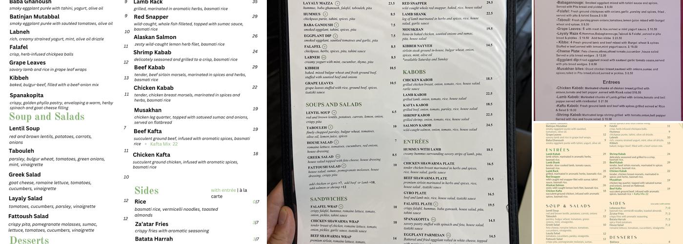 Layaly Mediterranean Restaurant Menu