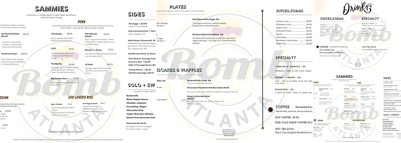 Bomb Biscuit Atlanta Menu