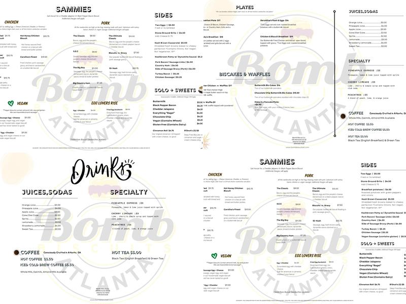 Bomb Biscuit Atlanta Menu
