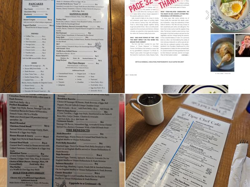 Tipsy Chef Cafe Menu