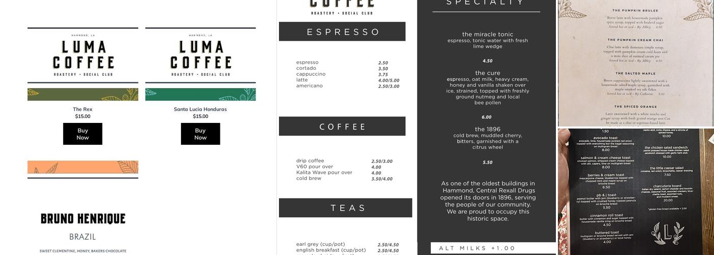 Luma Coffee Menu