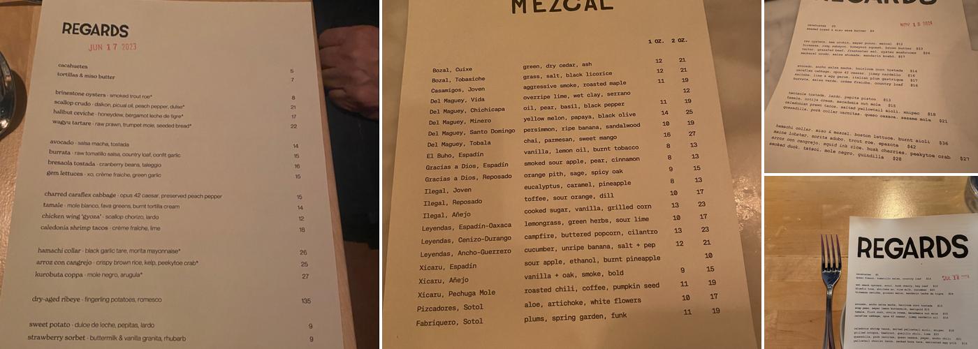 REGARDS Menu