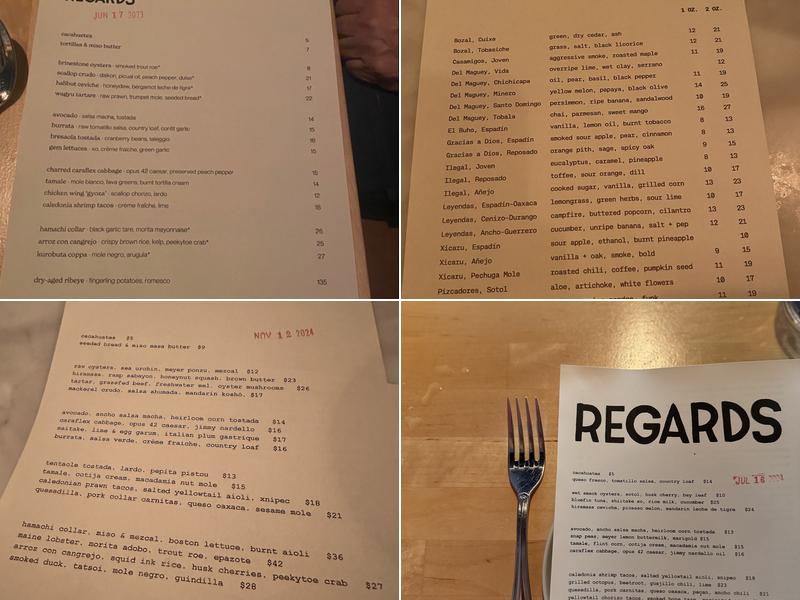 REGARDS Menu