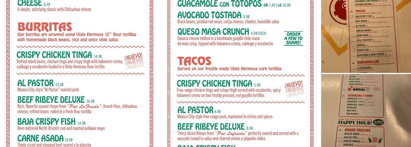 Tacombi Menu