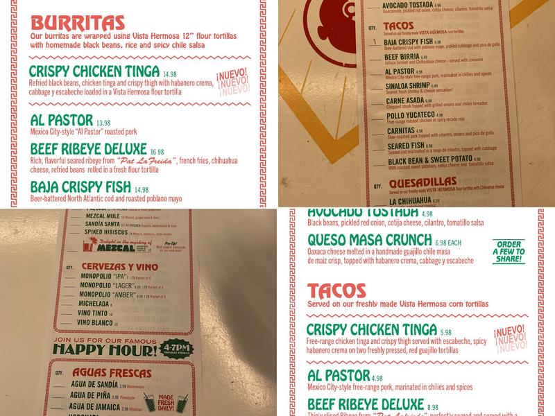 Tacombi Menu