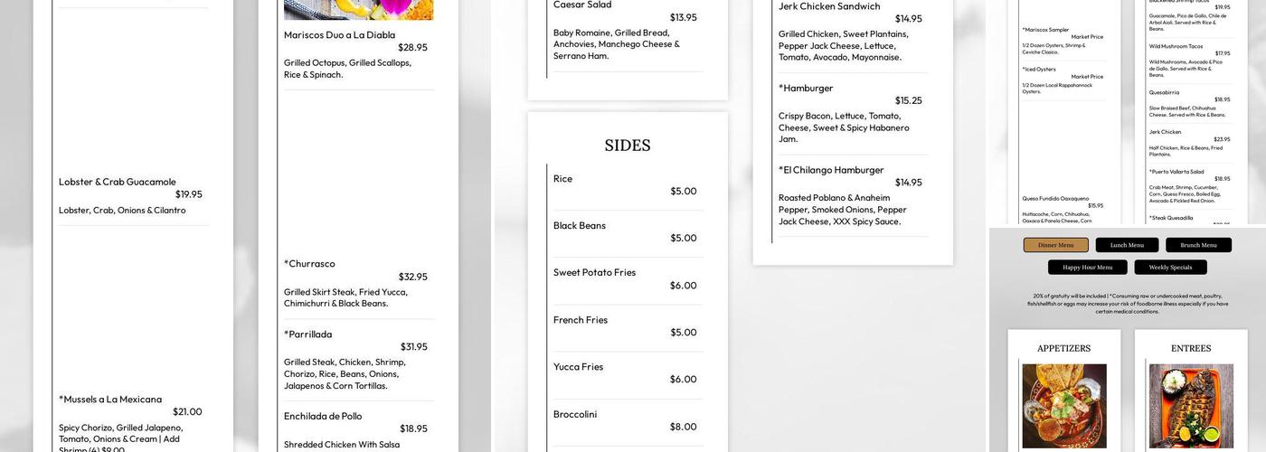 Mariscos 1133 Menu